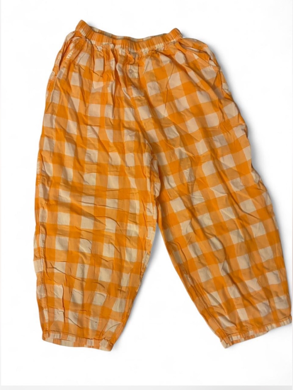 Anthropologie Orange and Cream Gingham Pajama Pants